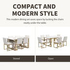 Ensemble de salle à manger rectangulaire moderne - Table en faux marbre et 6 chaises rembourrées