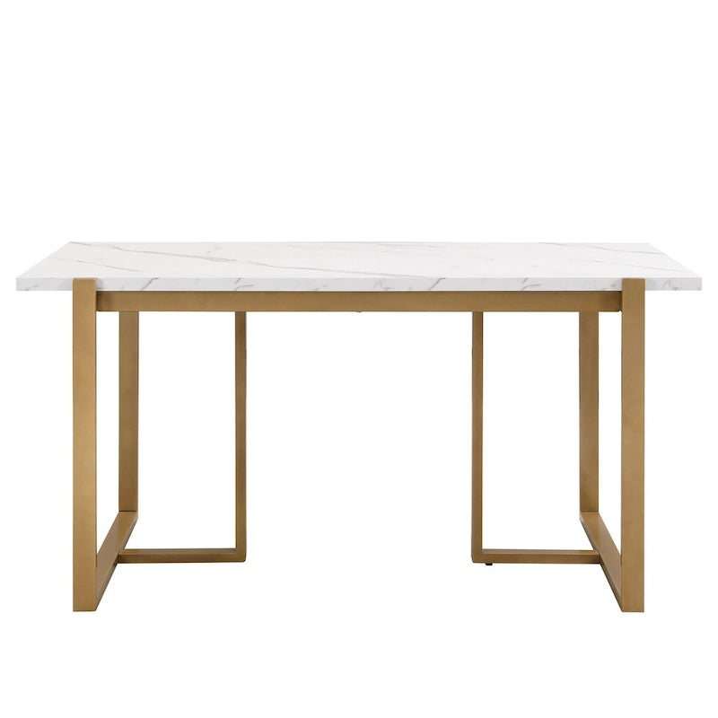 Ensemble de salle à manger rectangulaire moderne - Table en faux marbre et 6 chaises rembourrées