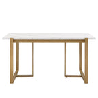Ensemble de salle à manger rectangulaire moderne - Table en faux marbre et 6 chaises rembourrées