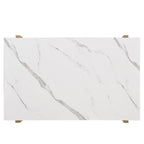 Ensemble de salle à manger rectangulaire moderne - Table en faux marbre et 6 chaises rembourrées