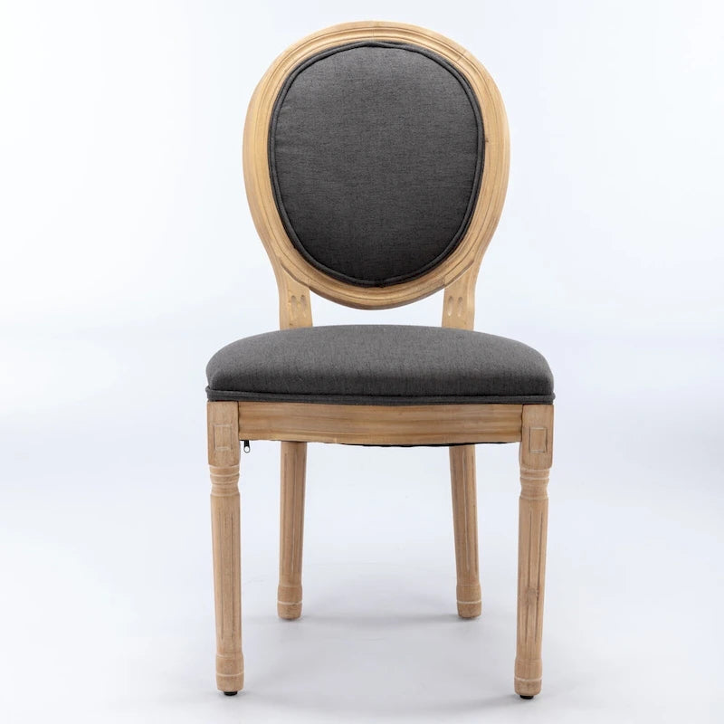 Chaise de salle à manger française à dossier ovale - Lot de 2, Chaise de salle à manger exquise - Chaise décorative rétro - Chaise d'appoint à cadre en bois massif