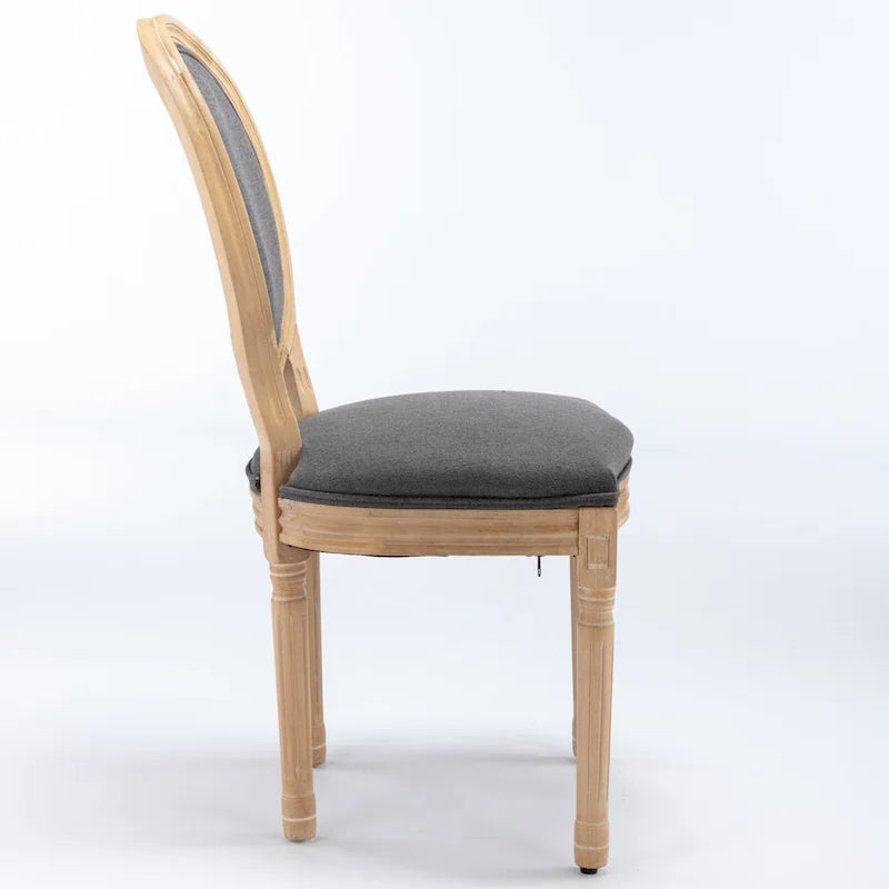 Chaise de salle à manger française à dossier ovale - Lot de 2, Chaise de salle à manger exquise - Chaise décorative rétro - Chaise d'appoint à cadre en bois massif
