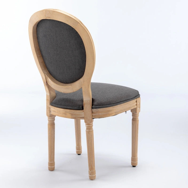Chaise de salle à manger française à dossier ovale - Lot de 2, Chaise de salle à manger exquise - Chaise décorative rétro - Chaise d'appoint à cadre en bois massif