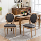 Chaise de salle à manger française à dossier ovale - Lot de 2, Chaise de salle à manger exquise - Chaise décorative rétro - Chaise d'appoint à cadre en bois massif