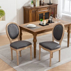 Chaise de salle à manger française à dossier ovale - Lot de 2, Chaise de salle à manger exquise - Chaise décorative rétro - Chaise d'appoint à cadre en bois massif