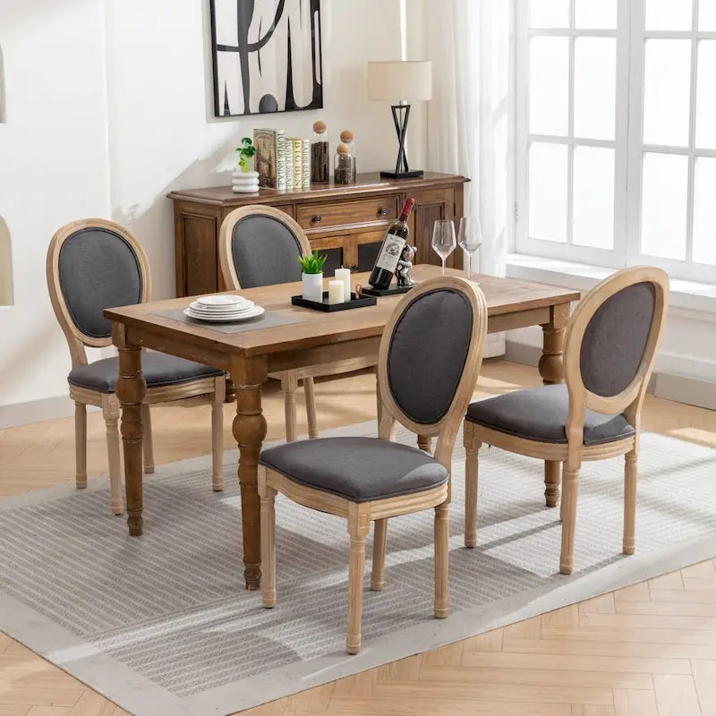 Chaise de salle à manger française à dossier ovale - Lot de 2, Chaise de salle à manger exquise - Chaise décorative rétro - Chaise d'appoint à cadre en bois massif