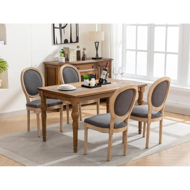Chaise de salle à manger française à dossier ovale - Lot de 2, Chaise de salle à manger exquise - Chaise décorative rétro - Chaise d'appoint à cadre en bois massif