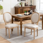 Chaise de salle à manger française à dossier ovale - Lot de 2, Chaise de salle à manger exquise - Chaise décorative rétro - Chaise d'appoint à cadre en bois massif