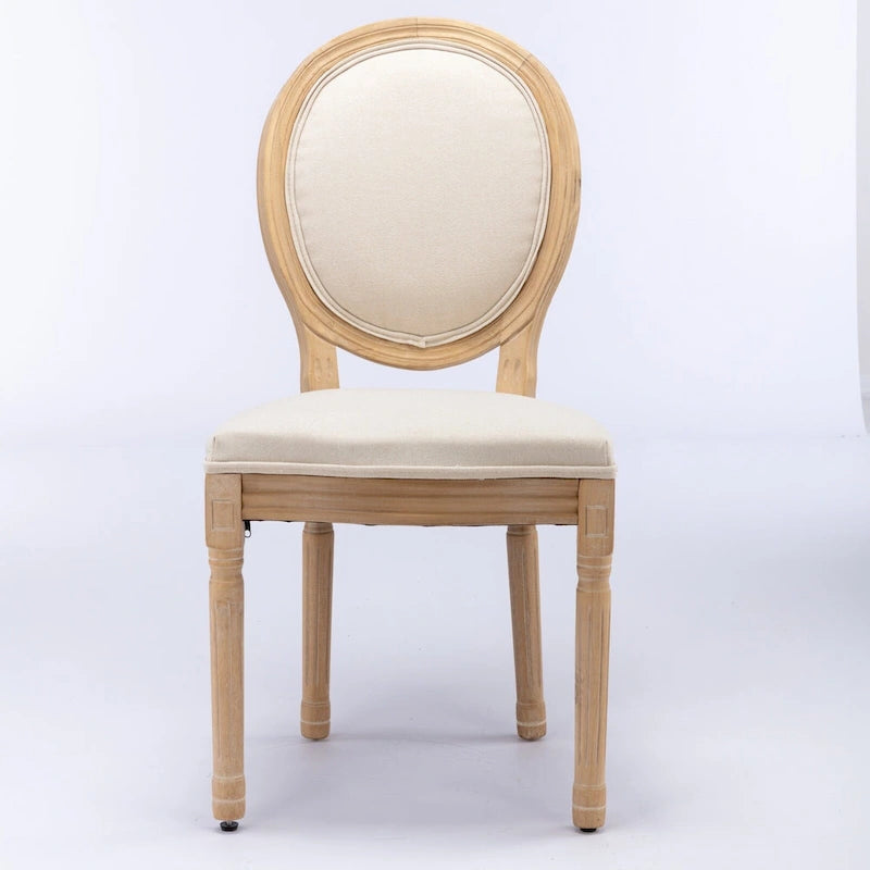 Chaise de salle à manger française à dossier ovale - Lot de 2, Chaise de salle à manger exquise - Chaise décorative rétro - Chaise d'appoint à cadre en bois massif