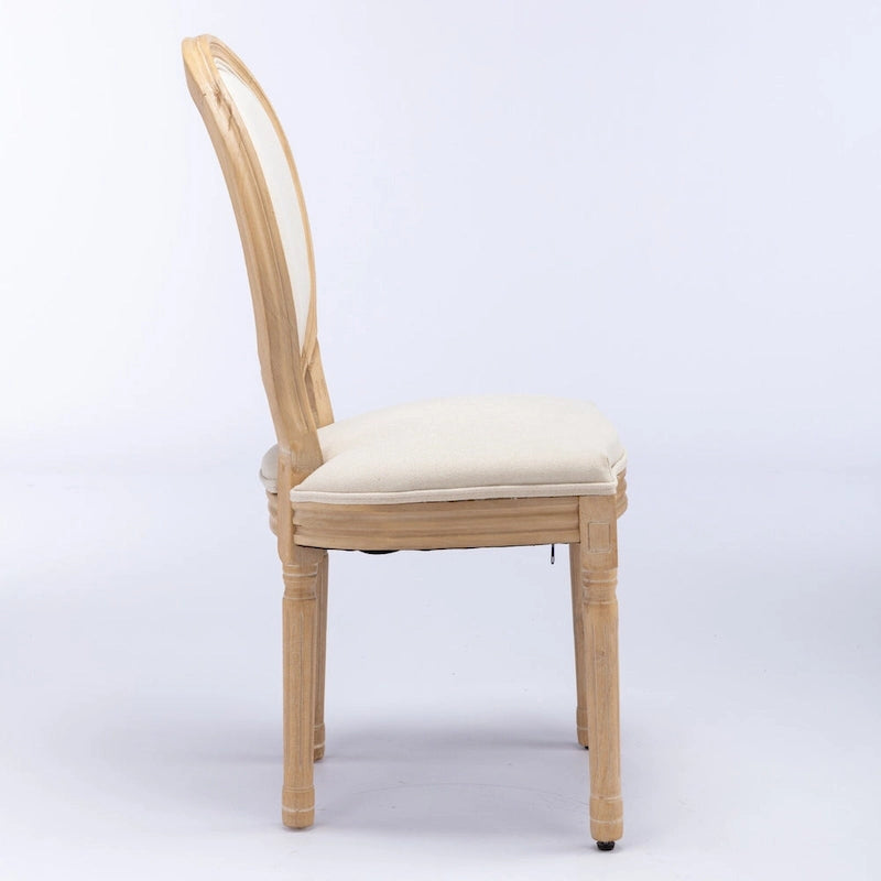 Chaise de salle à manger française à dossier ovale - Lot de 2, Chaise de salle à manger exquise - Chaise décorative rétro - Chaise d'appoint à cadre en bois massif