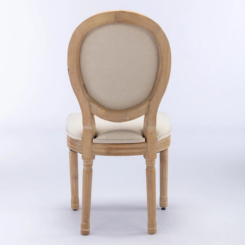 Chaise de salle à manger française à dossier ovale - Lot de 2, Chaise de salle à manger exquise - Chaise décorative rétro - Chaise d'appoint à cadre en bois massif
