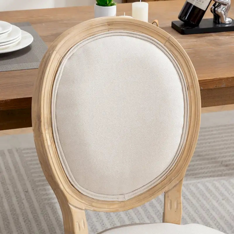 Chaise de salle à manger française à dossier ovale - Lot de 2, Chaise de salle à manger exquise - Chaise décorative rétro - Chaise d'appoint à cadre en bois massif