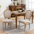 Chaise de salle à manger française à dossier ovale - Lot de 2, Chaise de salle à manger exquise - Chaise décorative rétro - Chaise d'appoint à cadre en bois massif