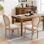 Chaise de salle à manger française à dossier ovale - Lot de 2, Chaise de salle à manger exquise - Chaise décorative rétro - Chaise d'appoint à cadre en bois massif