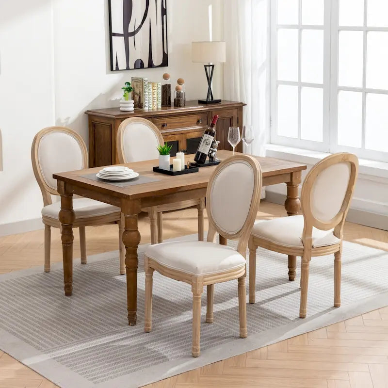 Chaise de salle à manger française à dossier ovale - Lot de 2, Chaise de salle à manger exquise - Chaise décorative rétro - Chaise d'appoint à cadre en bois massif