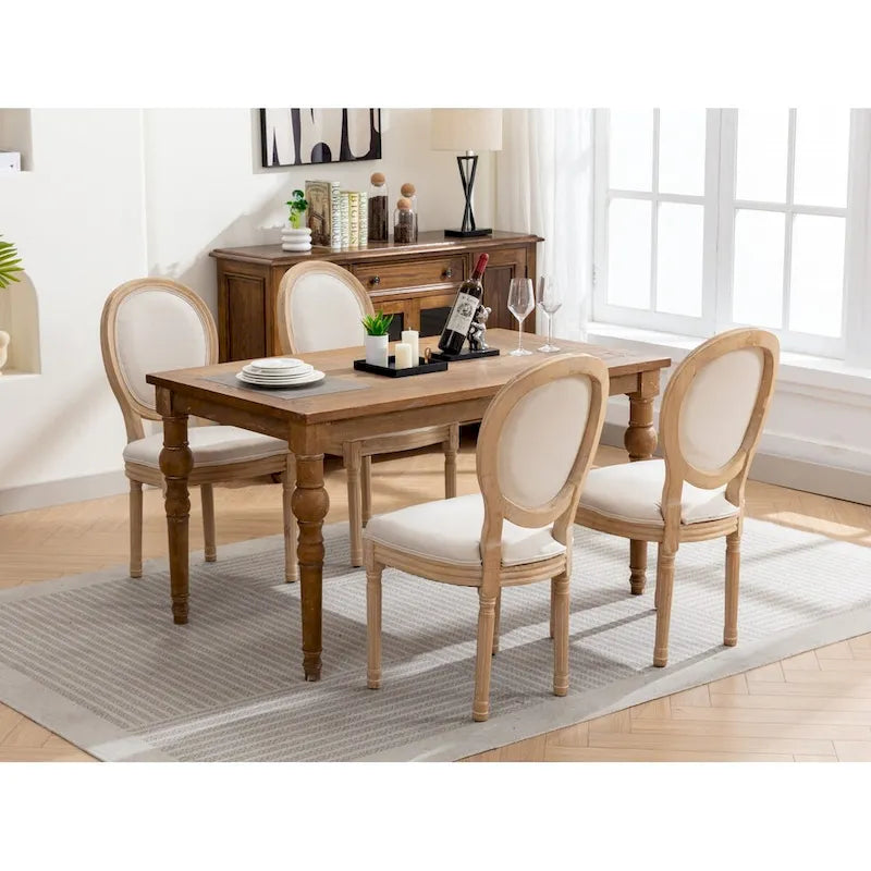 Chaise de salle à manger française à dossier ovale - Lot de 2, Chaise de salle à manger exquise - Chaise décorative rétro - Chaise d'appoint à cadre en bois massif