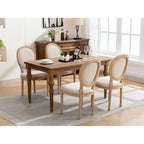 Chaise de salle à manger française à dossier ovale - Lot de 2, Chaise de salle à manger exquise - Chaise décorative rétro - Chaise d'appoint à cadre en bois massif