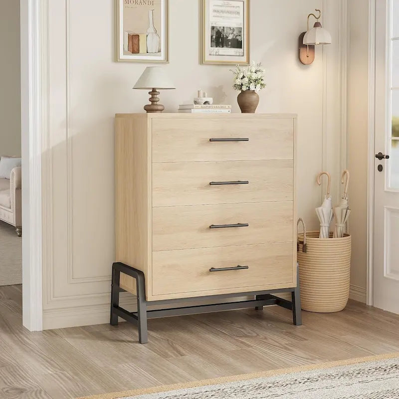 Commode à 4 tiroirs de 98 cm de haut avec rangement autoportante