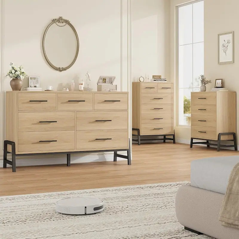 Commode à 4 tiroirs de 98 cm de haut avec rangement autoportante