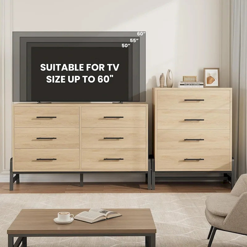 Commode à 4 tiroirs de 98 cm de haut avec rangement autoportante