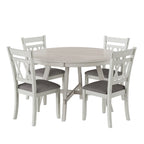 Chaises de salle à manger en bois massif avec assise en tissu de lin - Lot de 2, 4 ou 6