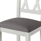 Chaises de salle à manger en bois massif avec assise en tissu de lin - Lot de 2, 4 ou 6