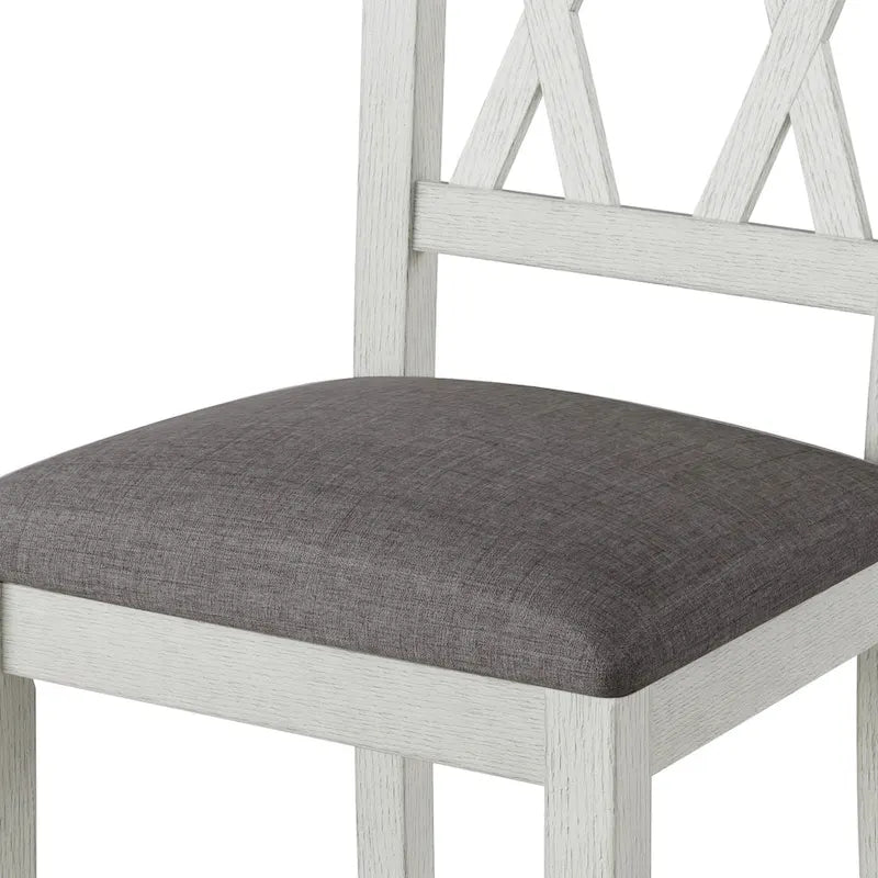 Chaises de salle à manger en bois massif avec assise en tissu de lin - Lot de 2, 4 ou 6