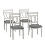 Chaises de salle à manger en bois massif avec assise en tissu de lin - Lot de 2, 4 ou 6