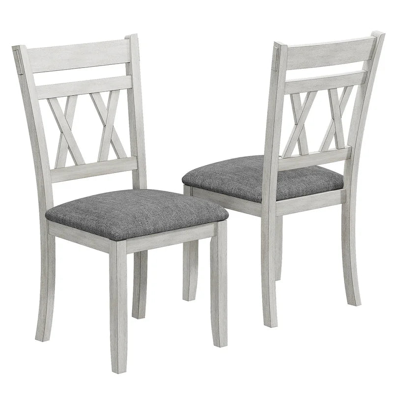 Chaises de salle à manger en bois massif avec assise en tissu de lin - Lot de 2, 4 ou 6