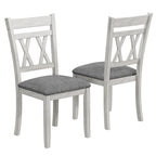 Chaises de salle à manger en bois massif avec assise en tissu de lin - Lot de 2, 4 ou 6