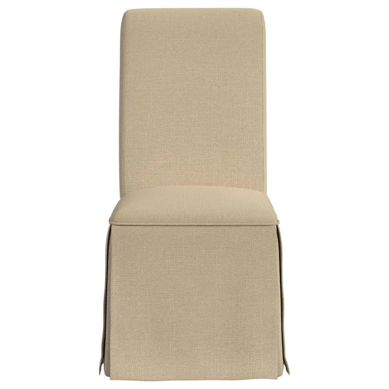 Lot de 2 chaises de salle à manger - Dossier haut roulé, base jupe, beige