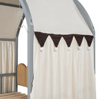 Lit double gris avec toit arqué et lit gigogne - Chambre d'enfant