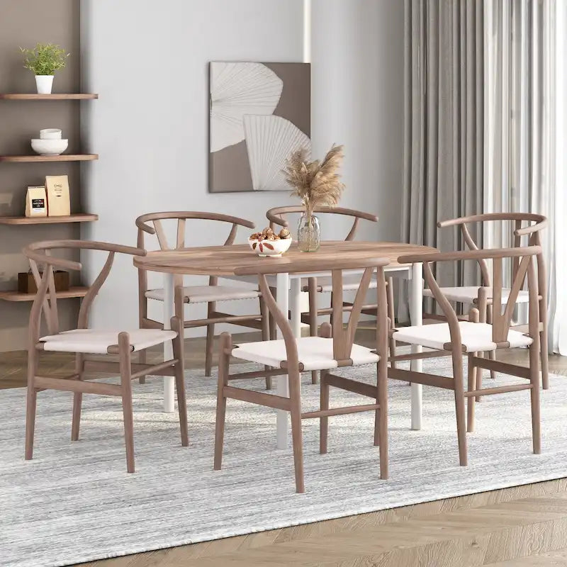 Lot de 6 chaises de salle à manger en bois de frêne - Style Mid-century Modern