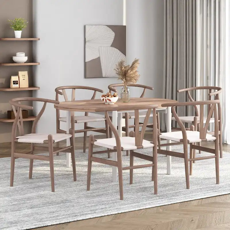 Lot de 6 chaises de salle à manger en bois de frêne - Style Mid-century Modern