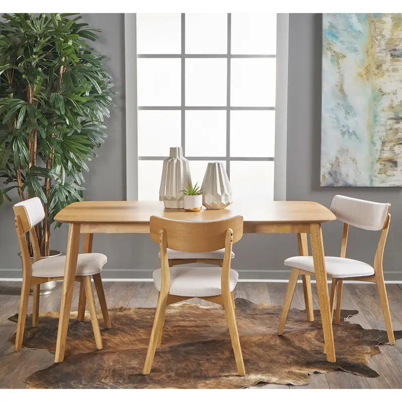 Ensemble de salle à manger rectangulaire 5 pièces en bois de style Mid-Century avec chaises