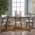 Ensemble de salle à manger rectangulaire 5 pièces en bois de style Mid-Century avec chaises