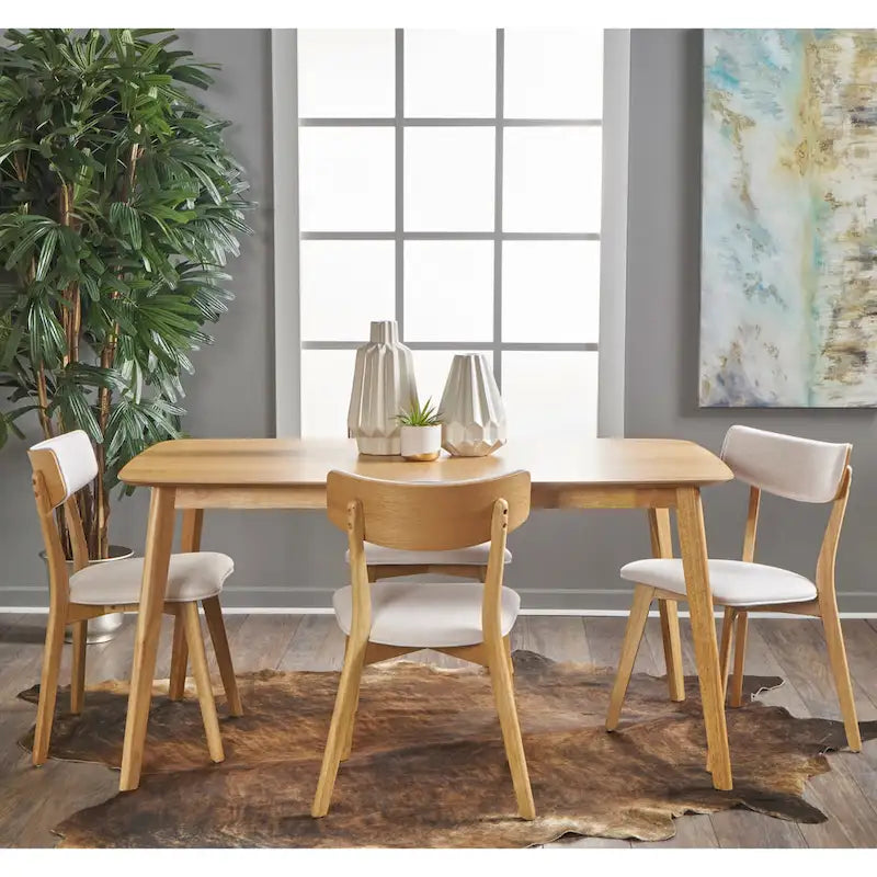 Ensemble de salle à manger rectangulaire 5 pièces en bois de style Mid-Century avec chaises
