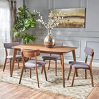 Ensemble de salle à manger rectangulaire 5 pièces en bois de style Mid-Century avec chaises