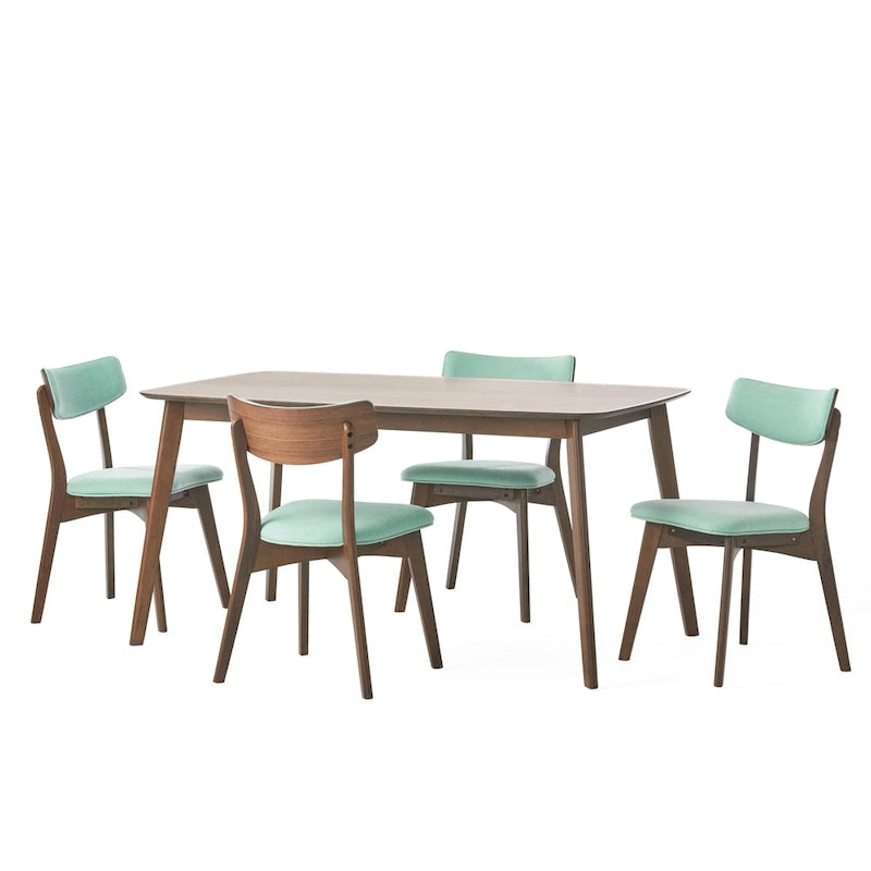 Ensemble de salle à manger rectangulaire 5 pièces en bois de style Mid-Century avec chaises