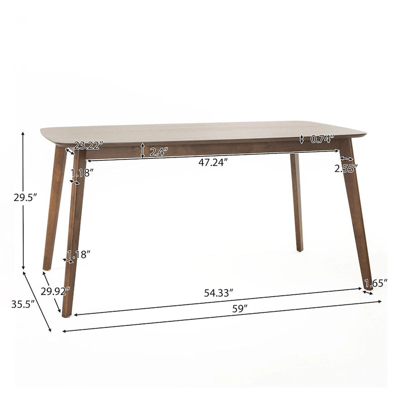 Ensemble de salle à manger rectangulaire 5 pièces en bois de style Mid-Century avec chaises