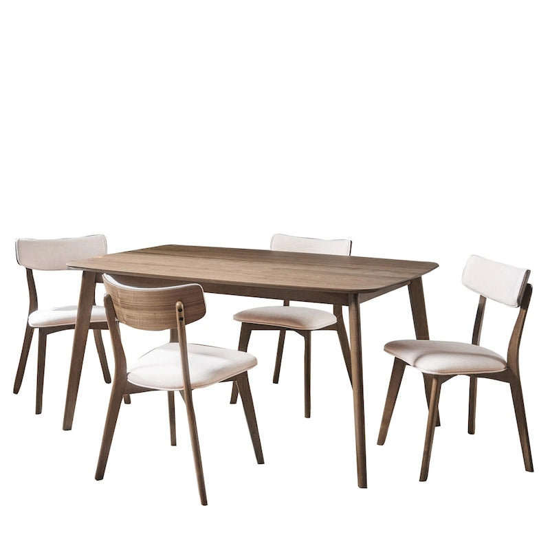 Ensemble de salle à manger rectangulaire 5 pièces en bois de style Mid-Century avec chaises