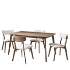 Ensemble de salle à manger rectangulaire 5 pièces en bois de style Mid-Century avec chaises