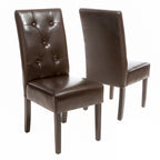 Lot de 2 chaises de salle à manger en cuir reconstitué marron – Style classique