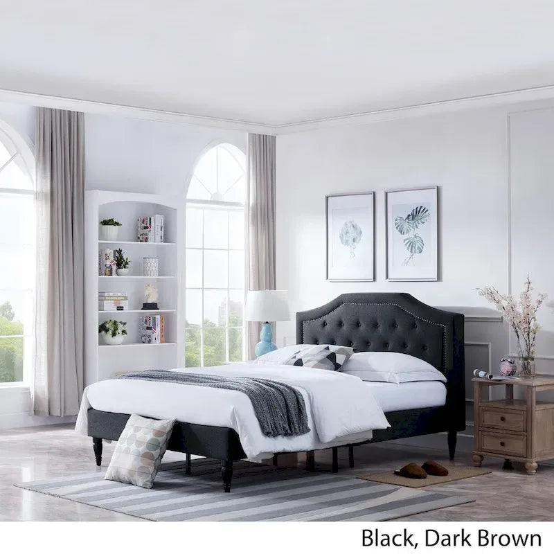 Lit plateforme Elinor rembourré de taille Queen - Meubles de chambre modernes