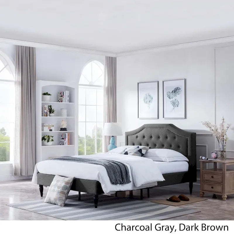 Lit plateforme Elinor rembourré de taille Queen - Meubles de chambre modernes