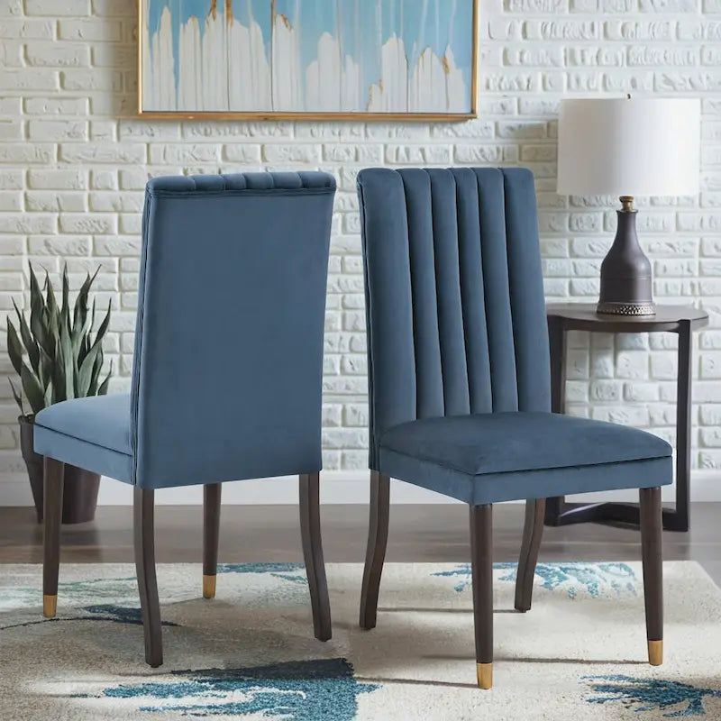 Chaises de salle à manger en velours avec dossier capitonné (lot de 2) - Rembourrées