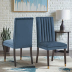 Chaises de salle à manger en velours avec dossier capitonné (lot de 2) - Rembourrées