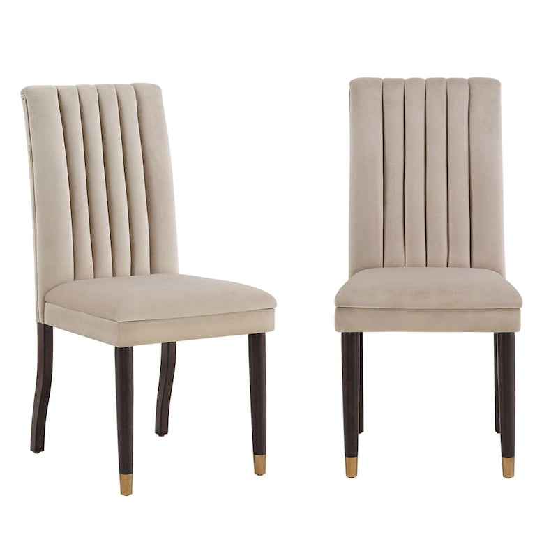 Chaises de salle à manger en velours avec dossier capitonné (lot de 2) - Rembourrées