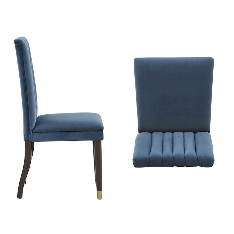 Chaises de salle à manger en velours avec dossier capitonné (lot de 2) - Rembourrées