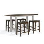 Ensemble table et tabourets de comptoir 5 pièces en bois de ferme